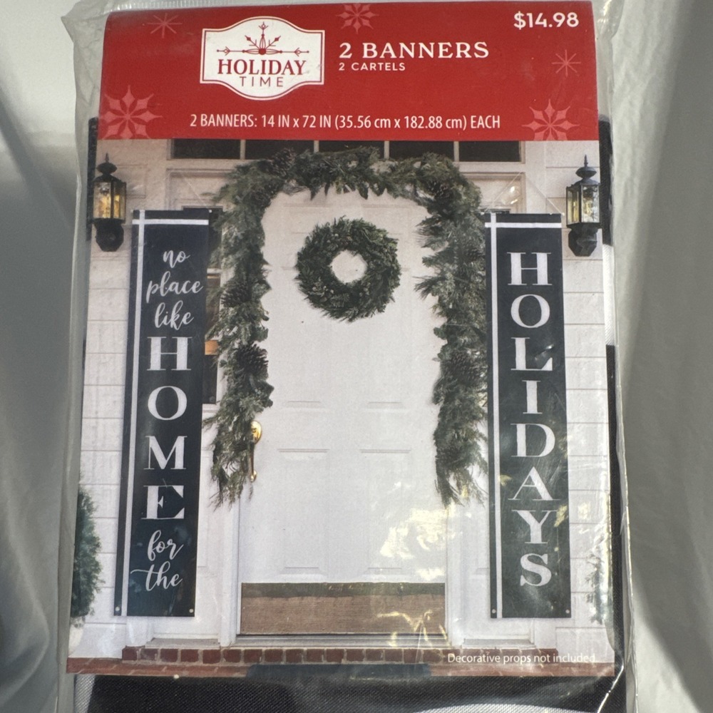 Holiday Time Banner Set (2) Blue No Place Like Home For The Holidays New Sealed